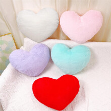 Rabbit Faux Fur Heart Shaped Pillow White - Soft Plush Decorative Throw Pillow, Valentine's Day Gift for Home Sofa Bedroom, Cozy Support Cushion