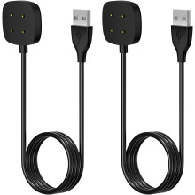 2-pakning med 90 cm USB-opladerkabel, kompatibel med Fitbit Sense og Versa3