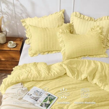 Twin Comforter Set Light Yellow Seersucker 2-Pc