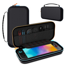 Gaekol Slim Carrying Case for Switch 2 (2025), 12-Card Slots, PU Hard Shell with Carbon Fiber Texture, compatible with Nintendo Switch 2 Accessories