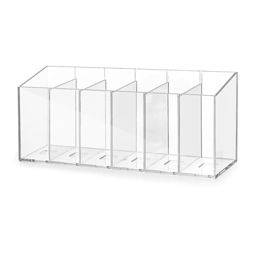 Clear 6 Section Kitchen Storage Container Removable Dividers Customizable Space for Countertop Organization