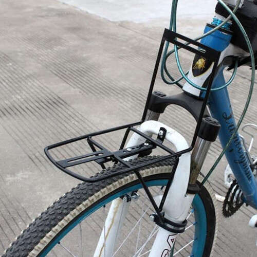 Conjunto de 1 suporte frontal retangular de aço preto para bicicleta estilo mountain bike, dimensões 12,9 x 7,9 x 5,1 polegadas.