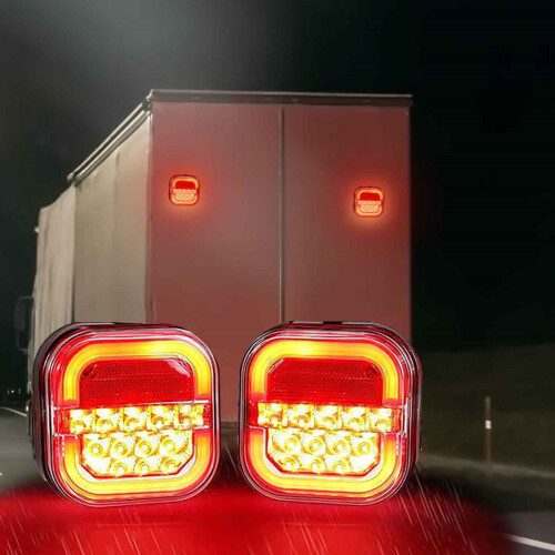 Trådløse trailerlys til bugsering, LED Flowss Guide Square Burger Light lastbilkantlys, magnetiske trailerlys, til