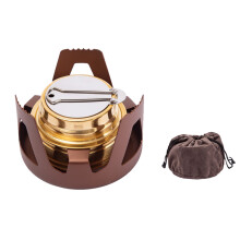 Portable Alcohol Camping Stove, Windproof Stainless Steel Ethanol Burner for Outdoor, Hiking, Picnic, Emergency (Bronze)