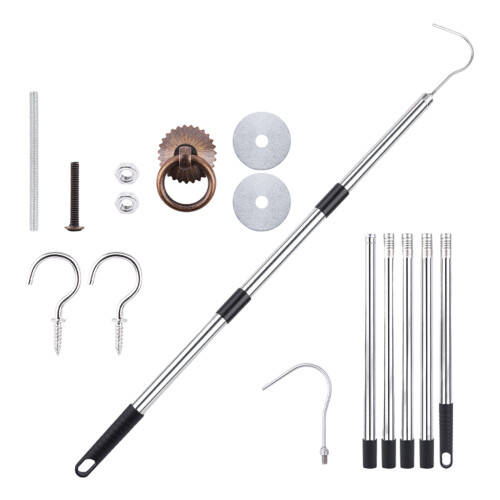 Adjustable Attic Ladder Extension Rod Pull Down Hook Kit-200CM