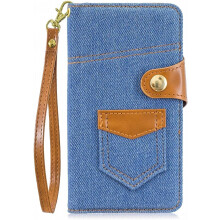 Denim Wallet Phone Case Compatible with iPhone 13 Pro Max – Durable TPU + Denim, 6.7", Anti-Fall, Card Holder