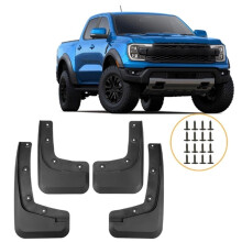 4x schwarze Schmutzfänger vorne und hinten, Spritzschutz für Ford Ranger 2024