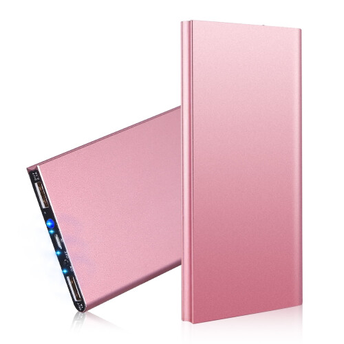 Φορητός φορτιστής Power Bank 20000mAh με διπλές θύρες USB, μπαταρία για τηλέφωνο, tablet, ροζ