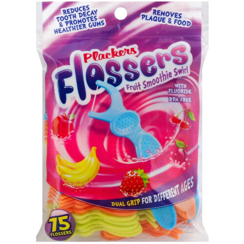 PLACKER Flossers, Fruit Smoothie Swirl, 75 stuks
