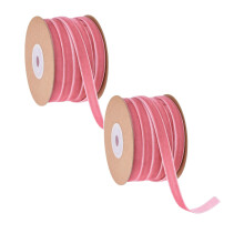 2 pcs 20 yd pink velvet ribbon 3/8", vintage thin ribbon for chokers, bouquets, gift wrap, hair bows, Christmas decor—compatible with crafts