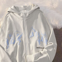 Vintagetryckt dragkedja med huva, unisex 90-tals streetwear-tröja med huva – Kompatibel med E-Girl-stilen