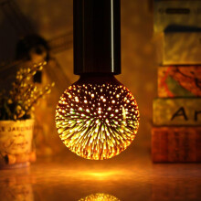 Edison Colorful 3D Glass Firework LED Bulb, G125 Ball Design Ensuring Eye Protection, Non-Dimmable Light Source, Fashion Fireworks Light For Wide