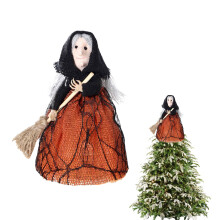 Halloween heks kerstboomtopper, 30 cm hoge heksenversiering voor Halloween, geschikt voor op het bureau, in de kerstboom, bij de open haard of in