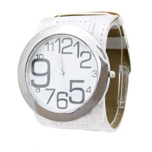 Men Women Luxury Sport Faux Leather Big Marker Analog Quartz Wrist Watch White