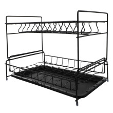 Estante para cubiertos de cocina, estante de almacenamiento ajustable para mostrador, color negro.