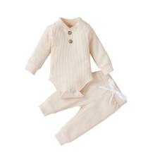 Baby Pige Tøj Baby Pige Drenge Efterårstøj 3 6 12 18 24 Måneder Outfits Langærmede Strikkede Bomulds Romper Bukser Vintersæt Kort Sæt 0-3