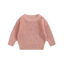 Strik Babytrøje Langærmet Pink Pullover Top Varmt Efterår Vintertøj Pigetøj 12-18 Måneder
