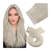 Platinblond #60Usynlig tape i hårextensions Ægte hår Platinblond tape extensions Ægte hår Blond tape i ægte hårextensions