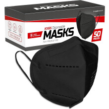 PUMER KN95 gezichtsmaskers (50 stuks) – 5-laags wegwerpmaskers voor stof, werk, schuren, schilderen, allergieën, tuinieren en schoonmaken