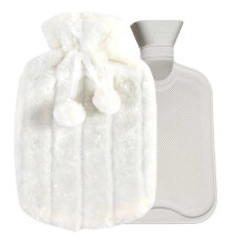 Wärmflasche mit weichem Bezug, Wärmflasche zur Schmerzlinderung für Füße, Nacken und Schultern, weicher Flanellbezug für heißes und kaltes