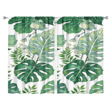 Green Tropical Large Leaves Curtains-blackout Curtains Bedroom Decor Living Room Darkening Grommet Window Drapes 2 Panels Set 52"x 84"