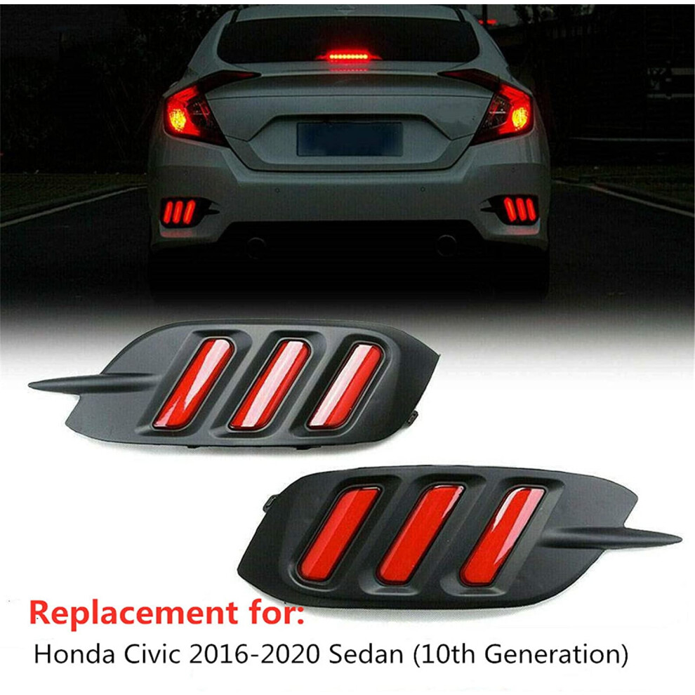 Seblaff Led Rear Bumper Tail Brake Lamp Tail Brake & Rear Fog Lights Replacement For Honda Civic Sedan 2016-2020 Red/Light 9028731972978