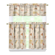 Mushroom (40) Kitchen Curtain Valance 3 Piece Home Curtains and Valance Set Curtain Sink Window Decor Window Treatment Tier 27.5x36 Length