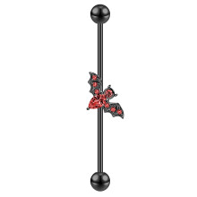 14G Bat Industrial Barbell Jewelry Punk Style Cartilage Conch Helix Piercing Crystal Kolczyk Piercing