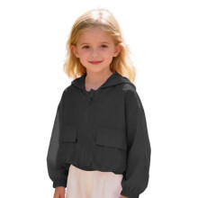 Rashguard for jenter, barn, sommer, langermet, glidelås, hettejakke, småbarn, ensfarget, lett, 4-13 år, stilige topper