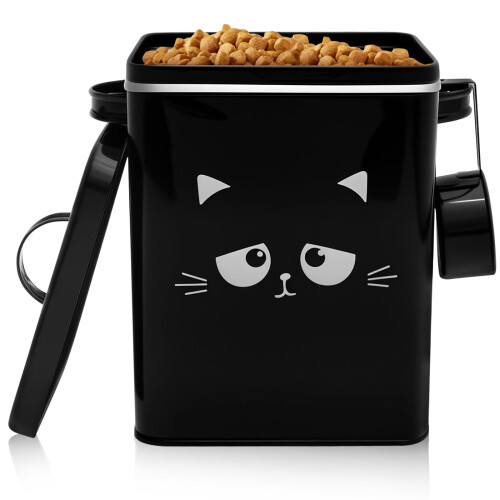 6L lufttæt kattefoderbeholder med låg, bærbar metalopbevaringsbeholder til kæledyrsfoder til hjemmet og rejser