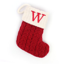 TETOU 7" Christmas Stockings with Letter W, Embroidered Monogram Knit Red & White Stockings for Kids, Family Holiday Decor, Xmas Tree & Fireplace –