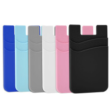 Phone Wallet Stick On Silicone Credit Card Holder for Back of Phone, Slim Adhesive Pocket Compatible with iPhone Samsung, Six Color Options