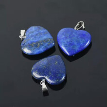 5PCS Heart Shape 16mm 20mm 25mm Natural Stone Dangle Drop Pendants DIY Jewelry-Lapis Lazuli-20mm