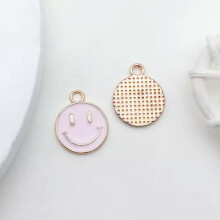 10pcs Pink Jewelry Making Charms Enamel Pendant For DIY Jewelry Making Handmade-10pcs Smile face 11.5x14mm