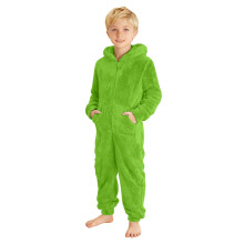 Boys Girls Hooded Jumpsuit Flannel Winter Warm Soft Onesie With Pockets For Toddler Kids Playwear 1-12 Years Cozy One-Pieces