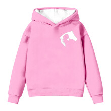 Langermet hettegenser for jenter, søt hestetrykk, lett vårgenser for barn, avslappet, varm, løs passform, trendy topper