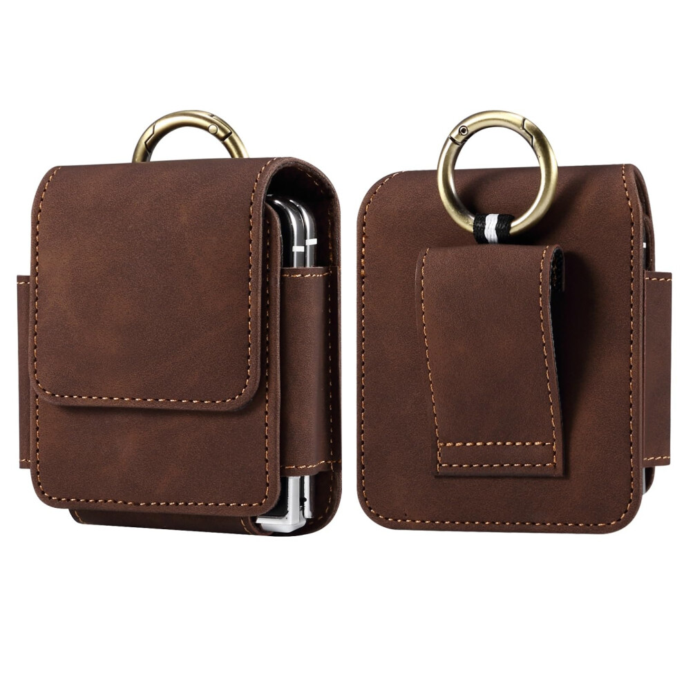 Foldable Phone Holster Leather Belt Clip Pouch For Samsung Galaxy Z Flip 5 And Motorola Razr 40 Ultra, Magnetic Secure Closure 9092120186994