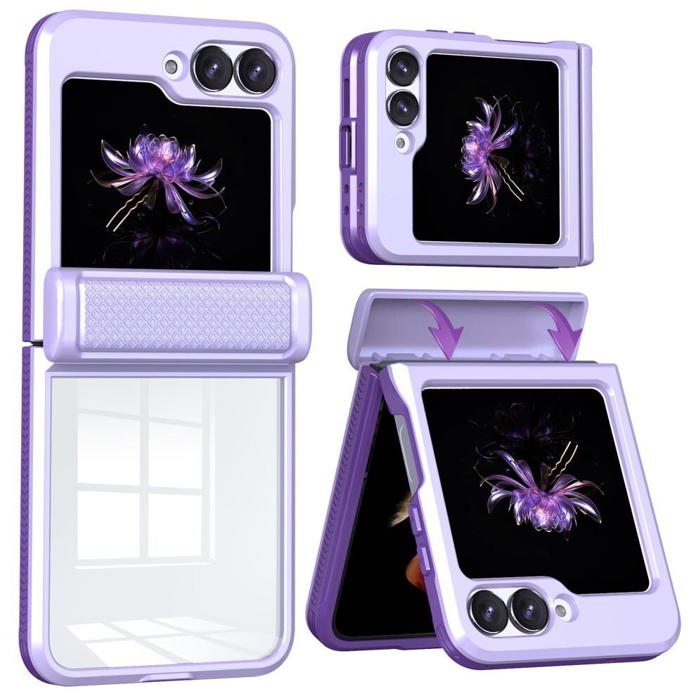 Ccsamll Clear Case For Samsung Galaxy Z Flip 6 Â Slim Spring Hinge Cover With Built-In Screen Protector, Shockproof, Rd Purple 9479868029200