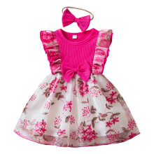 Toddler Girls Dress Baby Girl Clothes Summer Sleeveless Bow Floral Embroidery Mini Ball Gown With Headbands 2PCS Set 9-24 Months Versatile Dresses