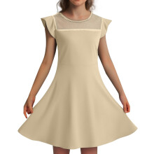 Toddler Girls Dress Summer Ruffle Sleeve Mesh A-Line Casual Party Dresses With Pockets For Kids 4 11 Years Fashionable 9-11Y