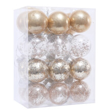 Christmas Ball Ornaments, Shatterproof Clear Plastic Baubles with Delicate Decorations, 24 Pcs, 2.36in, Champagne – Compatible with Standard Tree