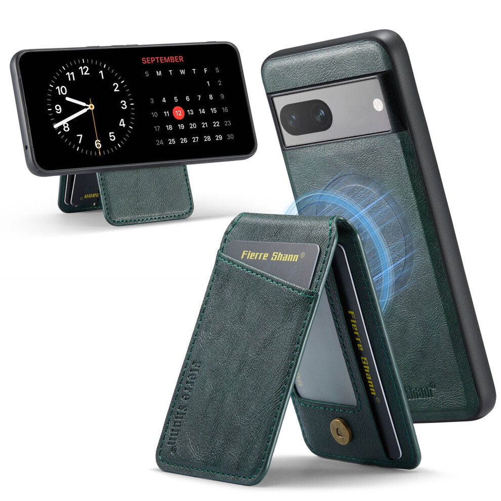 Magnetic Pixel 7 Case With Detachable Card Holder Wallet, Compatible With Magsafe, Pu Leather Slim Shockproof Cover Â Green 9028731584096
