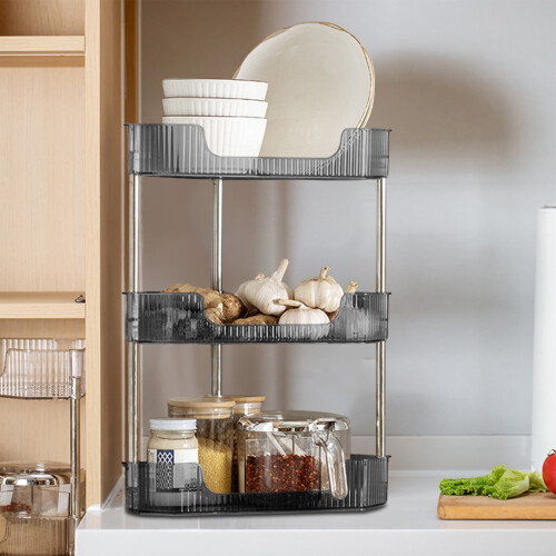 Desktop Shelf Organizer for Kitchen, Kitchen Three Shelf Countertop Corner Triangular Spice Hanging