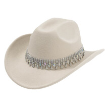 Stylish Cowboy Hat For Men And Women Western Elegant Jazz Hat With Fringe Rhinestone Decorations For Casual And Party Wear