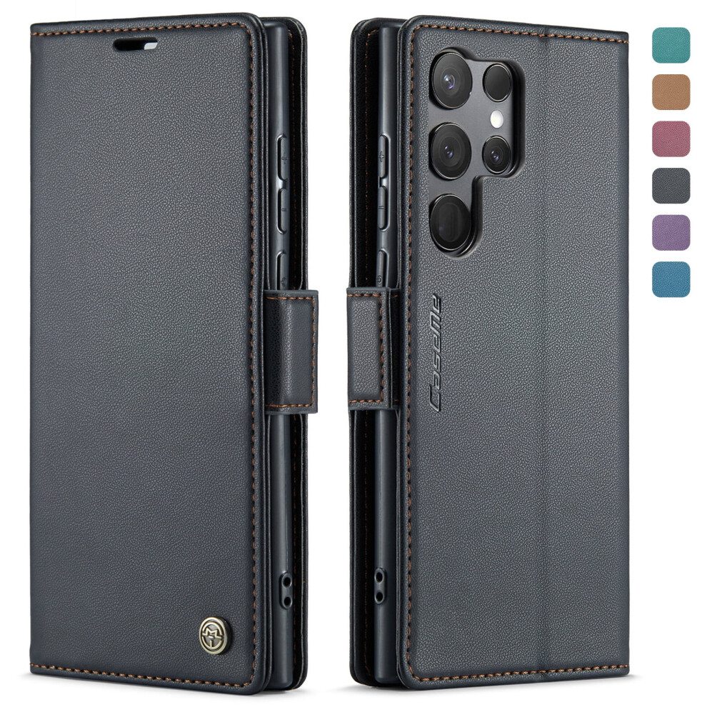 Samsung Galaxy S25 Ultra Case Wallet Â Pu Leather Folio With Rfid Blocking, Magnetic Closure, Flip Protection Â Black 9365509201176