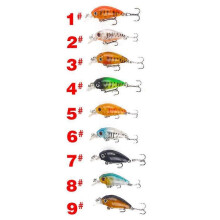 (9PCS)Fishing Lure, 2 Pcs Plastic Hard Bait Fishing Hooks 3D Artificial Fish Lures, Wobbler Artificial Bait Lures 4.5cm