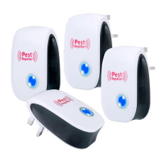 (UK Plug)4PCS Ultrasonic Pest Repeller, Plug in Electronic Pest Repeller for Insect Spiders, Mosquitoes, Fly, Effective Insect