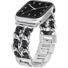 Kovový kožený řemínek kompatibilní s Apple Watch řady 10/9/8/7/6/5, 38-49 mm, kovbojský styl