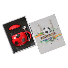 Funny Football Shape Drinking Mug 14oz Ceramic Cup-Red gift box