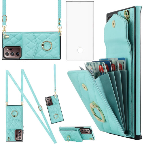 Galaxy Note 20 Ultra 5G Phone Case with Wallet, Screen Protector, Ring, RFID-Blocking Card Holder – Compatible with Note20+, Note20 Ultra